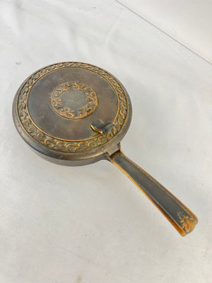 Vintage L.E. Mason Co Boston Brass Finish Metal Butler Lidded Pan
