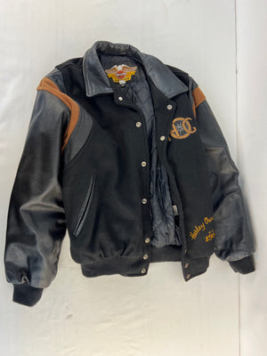 Vintage Harley-Davidson Leather Wool Varsity Jacket Eagle HOC Size XL