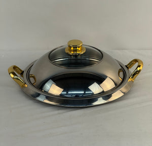 Cuisine Cookware Command Performance Gold 11.5 Round Buffet Server w/ Glass Lid
