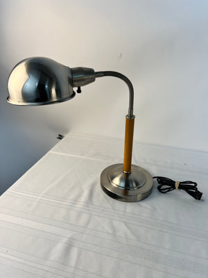 MCM Table Lamp Chrome and Flexible Office Gooseneck Wooden Neck - Tensor SL691