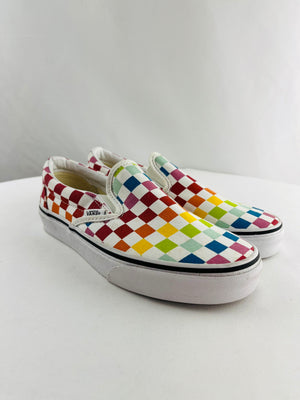 VANS Classic Slip On Multicolor Checkerboard Skate Shoes Women 6 Men 4.5
