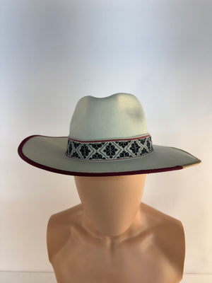 American Hat Makers Fazenda White Wool Felt Wide Brim Fedora Hat Size M 57cm NWT