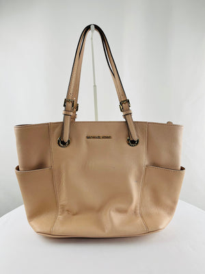 Michael Kors Jet Set East West Pocket Tote Light Pink Pebbled Leather