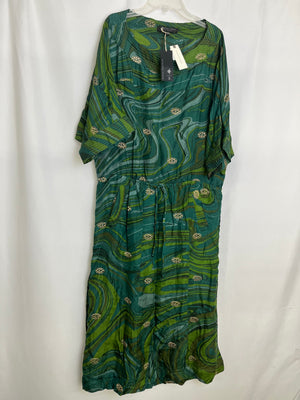 Anthropologie Burning Torch Teal Multicolor Embroidered Boho Dress Small NWT