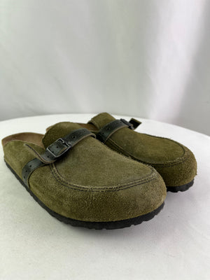 Birkenstock Eaton Green Suede Clogs Boston Mules UK 39 Women 8 Men 6