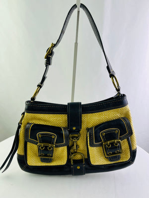Coach Legacy 105 Straw Leather Buckle Hobo Shoulder Bag Vintage Y2K | M05K-105