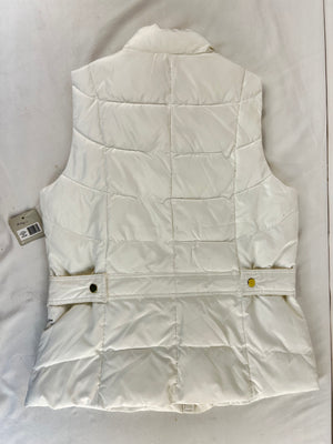 Madison Womens Puffer Vest Off White Quilted Snap Waist Snap Back NWT L