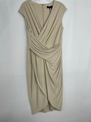 Donna Karan Faux Wrap Sleeveless Tan Dress Women's Size 8 NWT