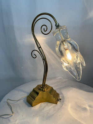 Vintage Murano Glass Calla Lily Table Lamp Mid Century Modern Brass Italian Rare