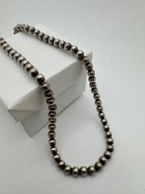 925 Sterling Silver Necklace 23.7g Beaded Vintage 16 in.
