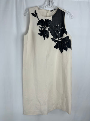 Natori Women's Ivory Floral Appliqué Double Knit Shift Dress Size Small NWT