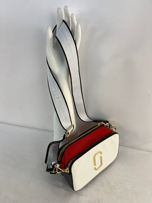Marc Jacob’s Snapshot Colorblock Camera Bag Leather Crossbody White Red Black