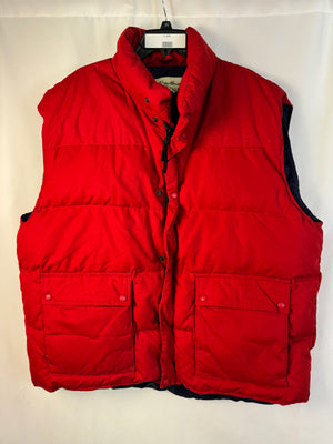 Vintage Eddie Bauer Red Puffer Vest XXXL 3XL Goose Down Blue Lining Padded Gilet