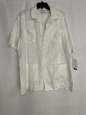 Cubavera Linen Button Down Short Sleeve White Shirt Men's Large NWT