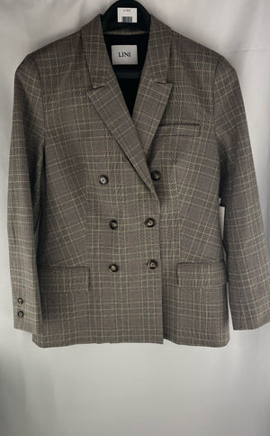Lini Women's Glen Plaid Double Breasted Suit Coat Size L NWT MSRP $298