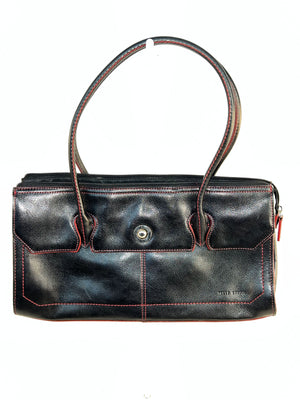 Wilsons Leather Pelle Studio Black Italian Leather Shoulder Bag Purse Wallet