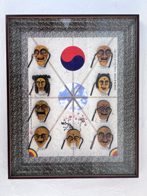 Korean Traditional Hahoe Mask Bangpae Kite Frame VIP Special Gift Deco Korea