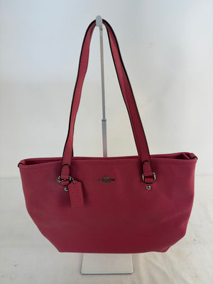 Coach F58894 Zip Top Tote Strawberry Pink Crossgrain Leather Shoulder Bag Purse