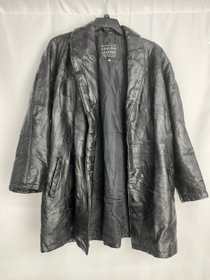 Maxam Italian Mosaic Design Black Patchwork Lambskin Leather Coat Men's Large