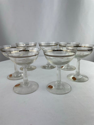 Vintage Fostoria Reflection Platinum Band Champagne Dessert Glass Set of 7