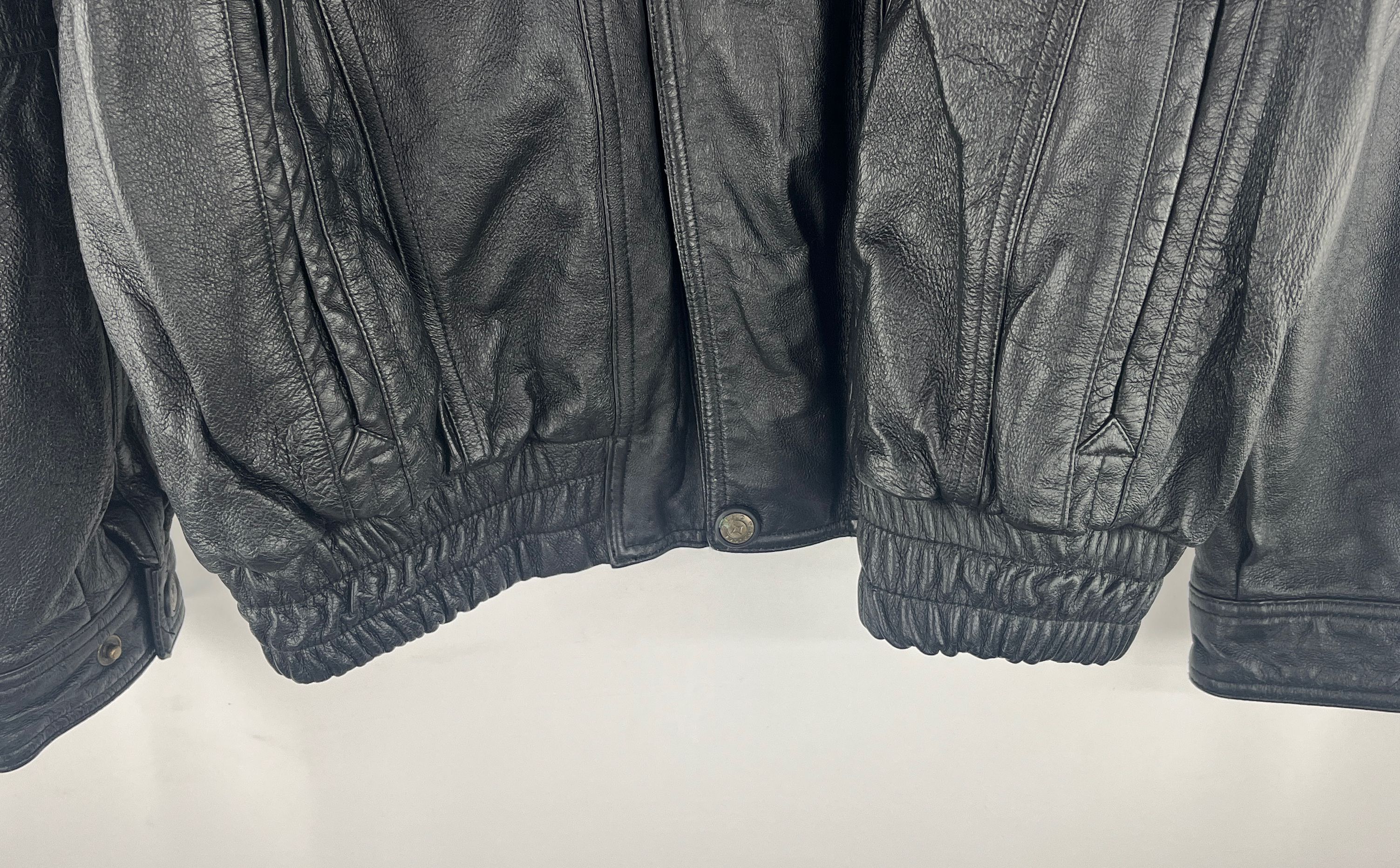 Sergio Vadducci Men's Black Leather Jacket Size L Zip Removable Lining