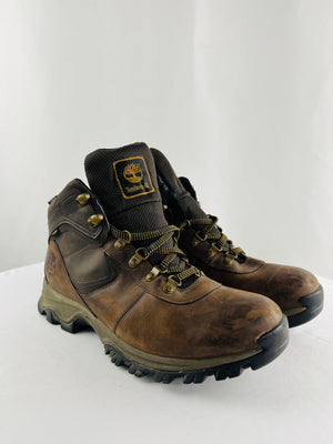 Timberland Mt. Maddsen Mid Waterproof Brown Leather Hiking Boots Mens Size 10.5W