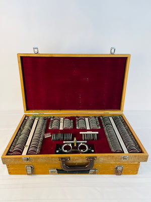 Vintage Marco Trial Lens Set Ophthalmology Optometry Lenses Wood Case Japan