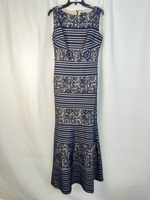 Kohl's Chaya Sleeveless Navy Blue Sequin Floral Lace Maxi Dress Gown Size 8 NWT