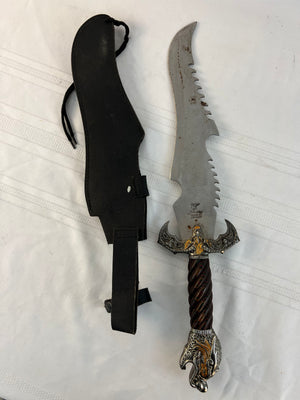 (Jim) Frost Cutlery Knife With Dragon Head and Multi-Color Wood Handle 29339-13
