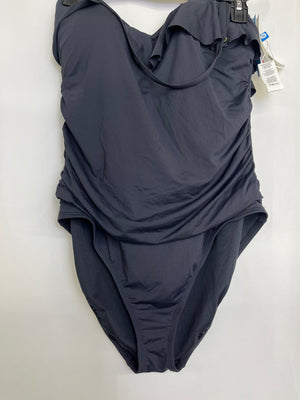 Bleu by Rod Beattie Black Ruffle One Piece Swimsuit Size 12 NWT Slimming