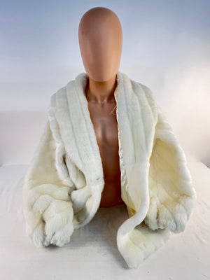 Vintage Monterey Fashions Faux Fur Jacket Coat Off White Cream Womens Size 20.5