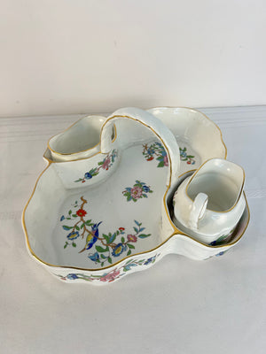 Aynsley Pembroke Handled Strawberry Basket with Creamer & Sugar Bowl
