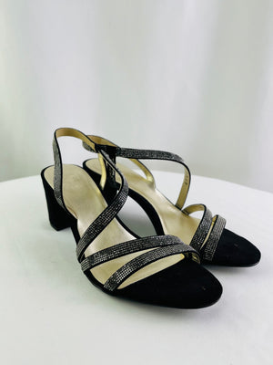 Naturalizer Vanessa 2 Black Crystal Embellished Strappy Sandal Heels Women 10M