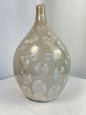 Robert Bennett Style Crystalline Glaze Pottery Vase 14" Tall Taupe