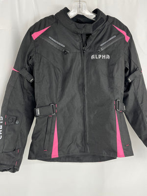 Alpha Women's Motorcycle Jacket Biker Armored Black & Pink Jacket Medium
