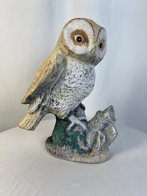 Vintage Lifesize Barn Owl Statue Concrete