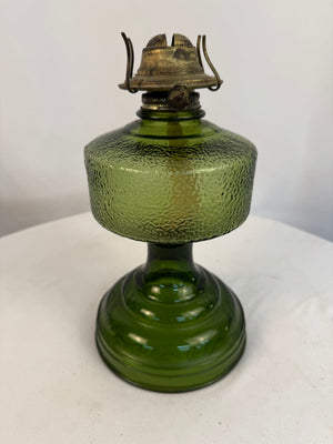 Vintage P&A Risdon Green Glass Kerosene Oil Lamp Base Eagle Burner Homesteader