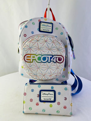 Disney Parks x Loungefly EPCOT 40th Anniversary Mini Backpack w/ Wallet