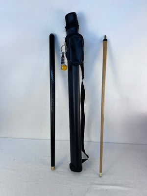 2-Piece Wooden Pool Cue Stick 14oz 57" Black Diamond Grip Brass Joint with Case