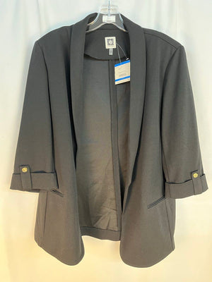 Anne Klein Black Open Front Blazer Women's Size XL - NWT - 3/4 Sleeve