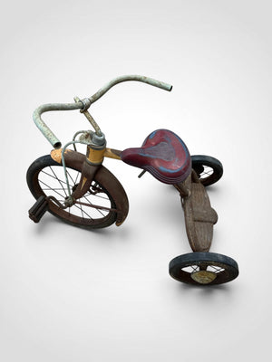 Vintage Antique Child's Metal Tricycle 1940s 50s Colson Murray Style Rusty Trike