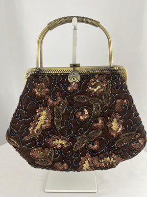 Vintage Bronze Sequin Beaded Purse Crossbody