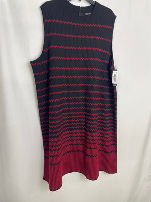 NIC+ZOE Fall Fever Textured Dot Stripe Mock Neck Sweater Dress Women 3X NWT