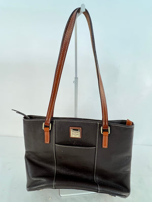 Dooney & Bourke Pebble Grain Small Lexington Dark Brown Leather Tote Handbag
