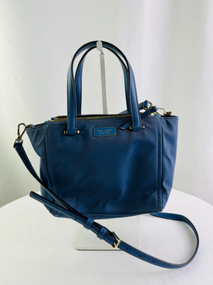 Kate Spade Dawn Mini Blue Nylon Satchel Crossbody Bag Top Handle Purse
