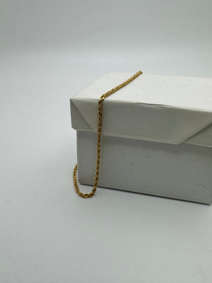 10K Yellow Gold Bracelet 0.4g Rope Chain 7 in.