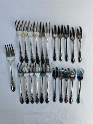 Wm A Rogers Oneida Park Lane-Chatelaine-Dowry Silverplate Forks Set - Lot of 23
