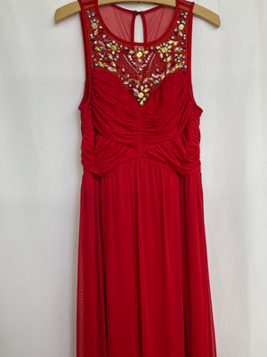 Trixxi Juniors Red Embellished Sweetheart Maxi Formal Gown XL NWT