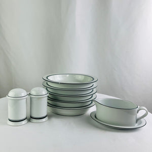 Dansk Bistro Christianshavn Green Band Dinnerware 9 Piece Set