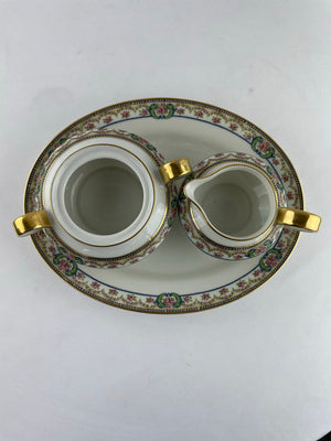 Vintage Theodore Haviland Limoges France Platter w/ Sugar & Cream Set Floral